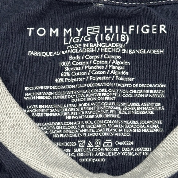Tommy Hilfiger Brand Boys Kids Youth YL Large 16/18 Long Sleeve T-Shirt Blue New - Picture 8 of 9